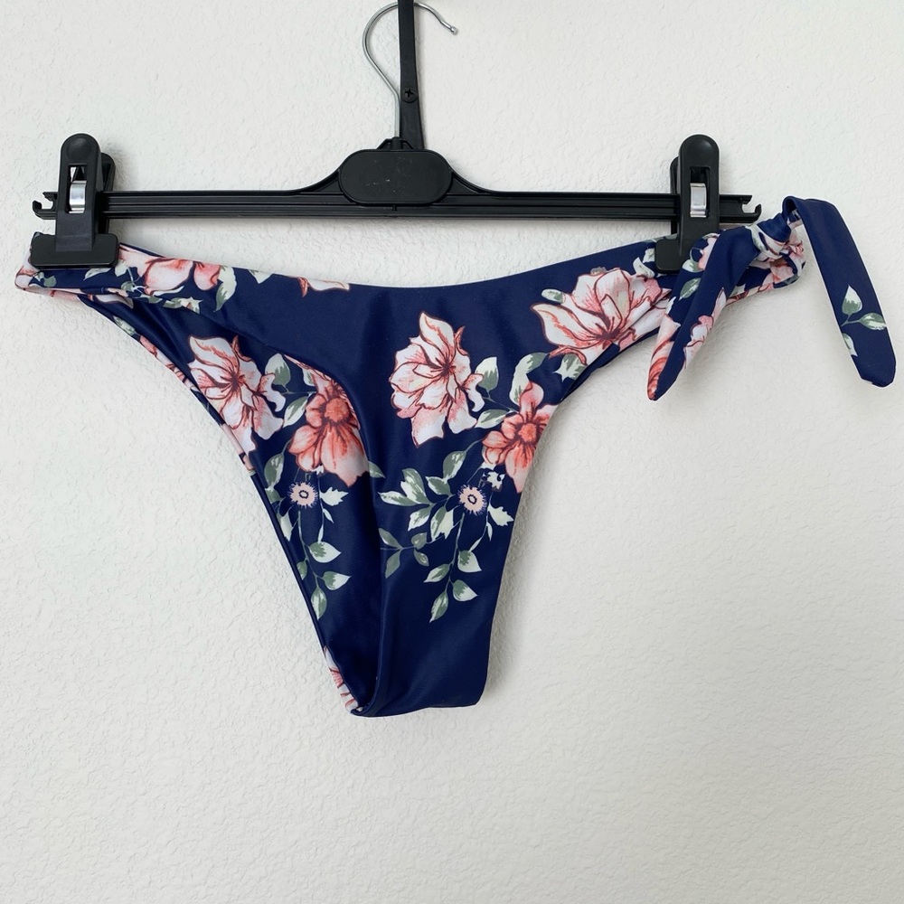 Zaful Navy Floral Bikini Bottom
